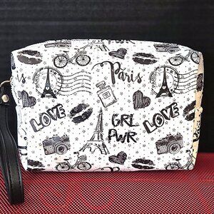 Deluxity Los Angeles Paris Theme Cosmetic Bag NEW